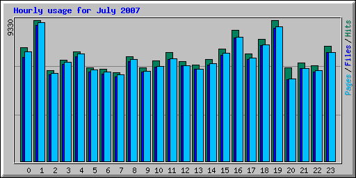 Hourly usage for July 2007