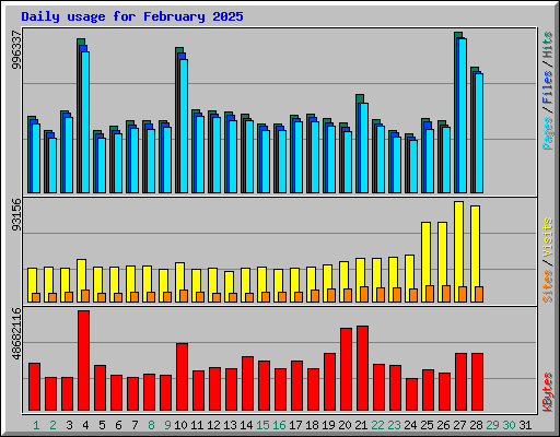 Daily usage for February 2025
