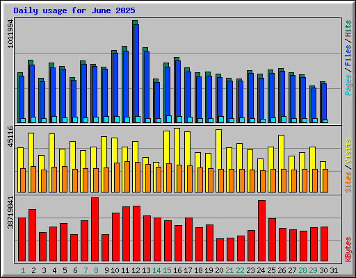Daily usage for June 2025