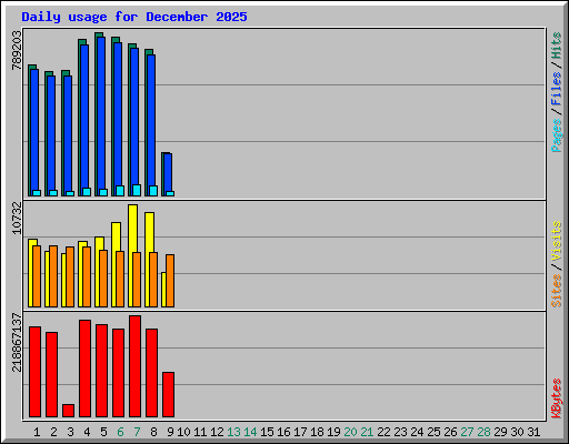 Daily usage for December 2025