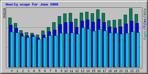 Hourly usage for June 2008