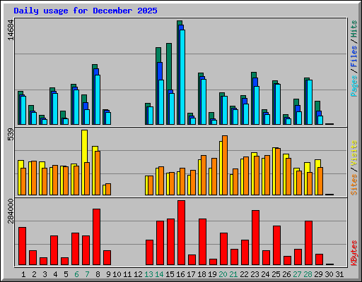 Daily usage for December 2025