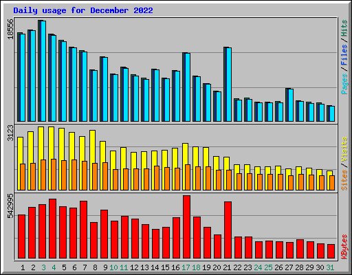 Daily usage for December 2022
