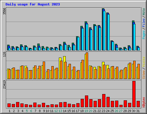 Daily usage for August 2023