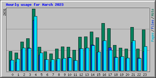 Hourly usage for March 2023