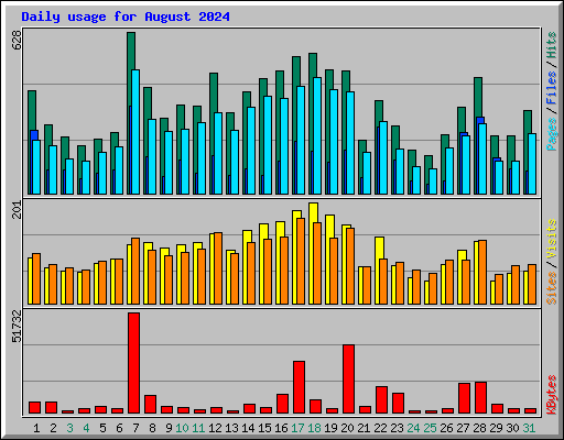 Daily usage for August 2024