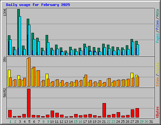 Daily usage for February 2025