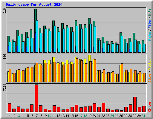 Daily usage for August 2024