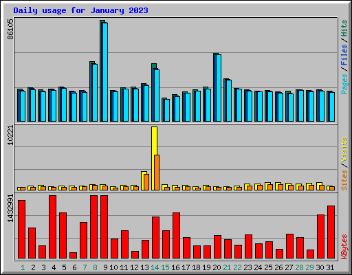 Daily usage for January 2023