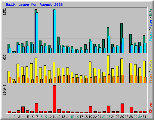 Daily usage for August 2026