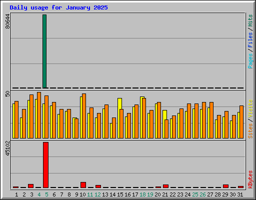 Daily usage for January 2025