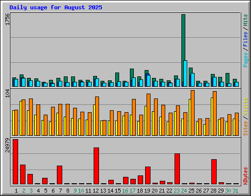 Daily usage for August 2025