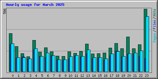 Hourly usage for March 2025