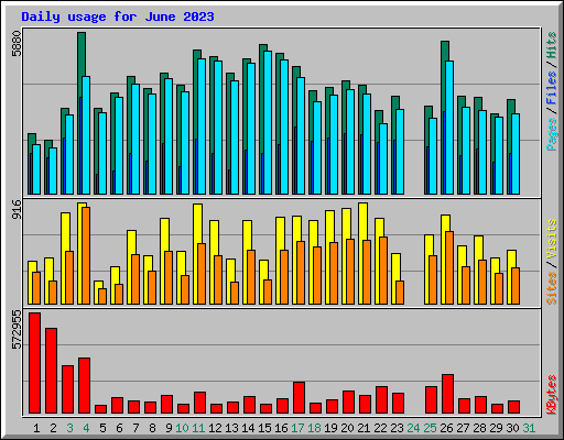 Daily usage for June 2023