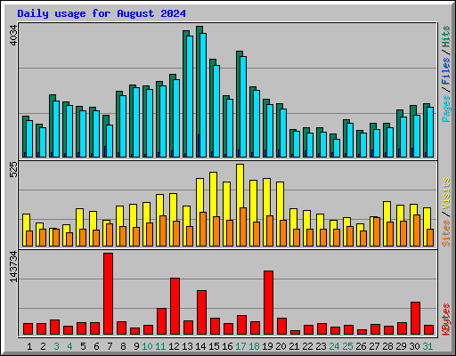 Daily usage for August 2024