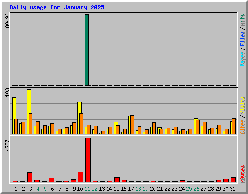Daily usage for January 2025