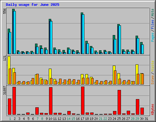 Daily usage for June 2025