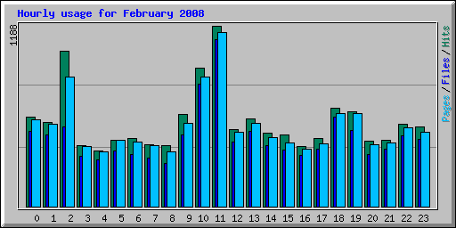 Hourly usage for February 2008