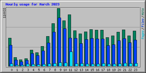 Hourly usage for March 2023