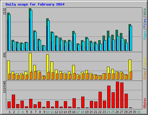 Daily usage for February 2024