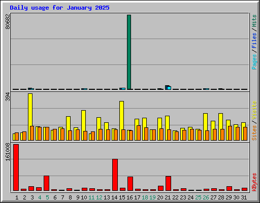 Daily usage for January 2025
