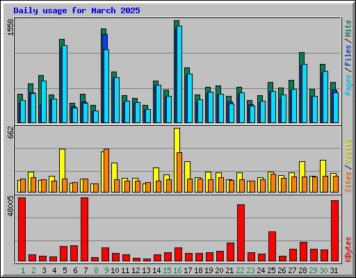 Daily usage for March 2025