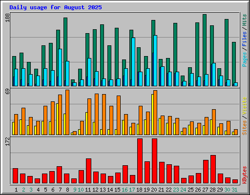 Daily usage for August 2025