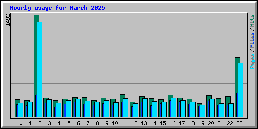 Hourly usage for March 2025