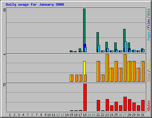 Daily usage for January 2008