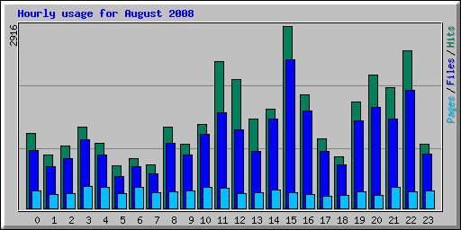 Hourly usage for August 2008