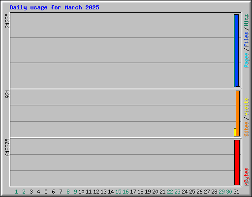 Daily usage for March 2025