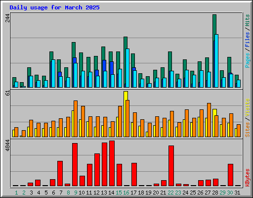 Daily usage for March 2025