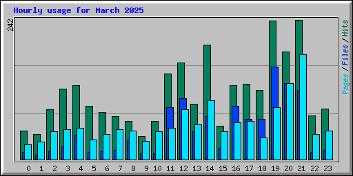 Hourly usage for March 2025
