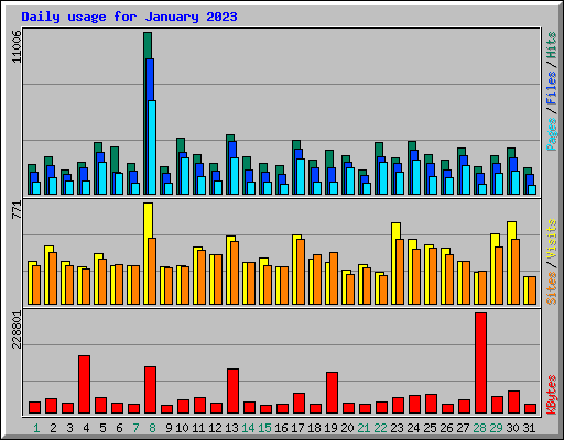 Daily usage for January 2023