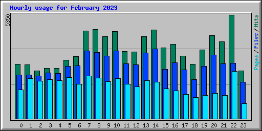 Hourly usage for February 2023