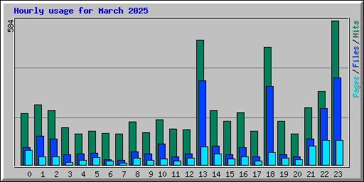Hourly usage for March 2025