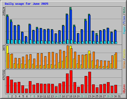 Daily usage for June 2025