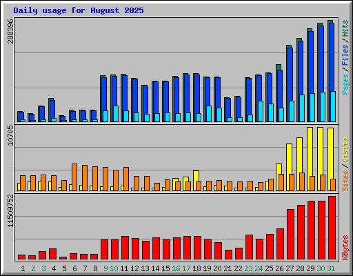 Daily usage for August 2025