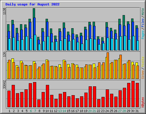Daily usage for August 2022
