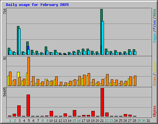 Daily usage for February 2025