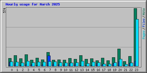 Hourly usage for March 2025