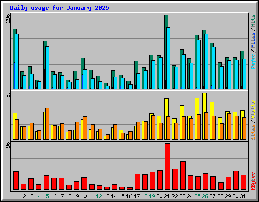 Daily usage for January 2025