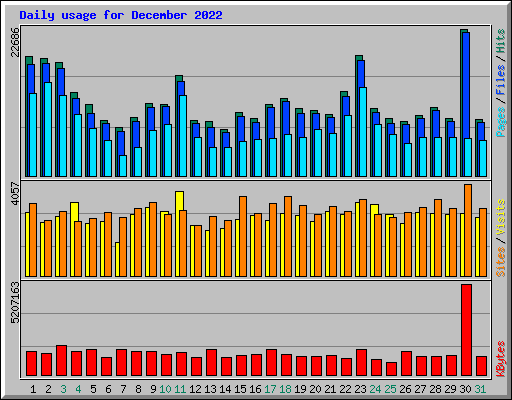 Daily usage for December 2022
