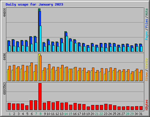 Daily usage for January 2023