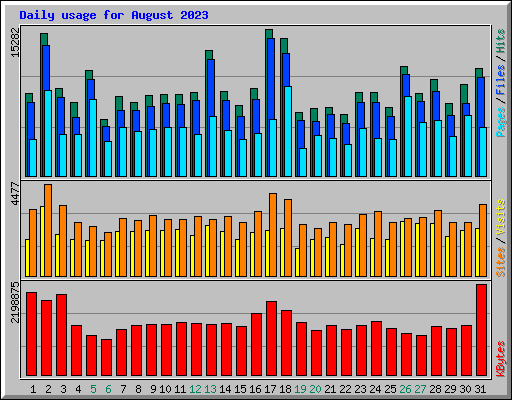 Daily usage for August 2023