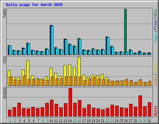 Daily usage for March 2025