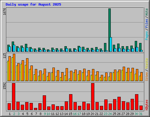 Daily usage for August 2025
