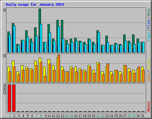 Daily usage for January 2023