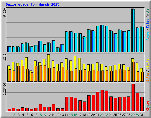 Daily usage for March 2025