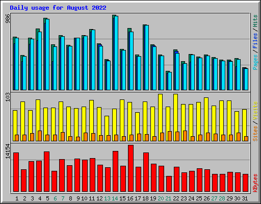 Daily usage for August 2022
